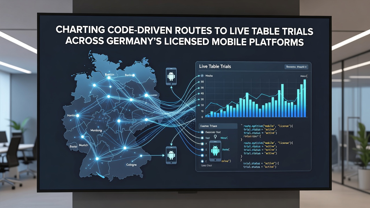 Detailansicht einer mobilen App mit Live-Tisch-Trial und Code-Eingabe in Deutschland