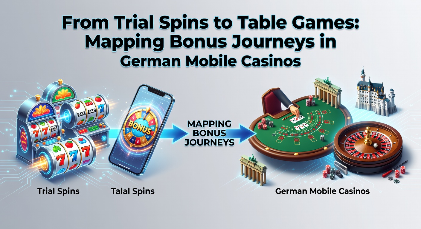 Abbildung der Bonus-Reise von Trial Spins über Willkommensangebote hin zu Live-Tischspielen in mobilen Casino-Apps deutscher Anbieter